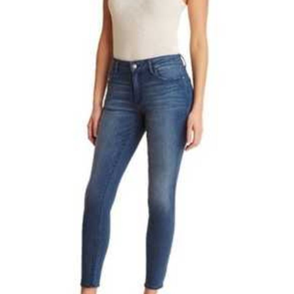 NWT Warp + Weft Skinny Jeans Mid Wash Blue Mid Rise Stretch Womens Size 30X29